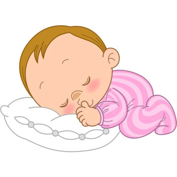 Lieve mama Cartoon baby duimt