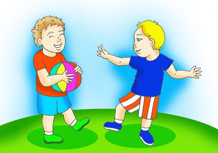 Neefjes spelen met een bal