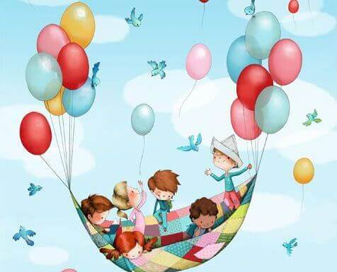 Kinderen met ballonnen
