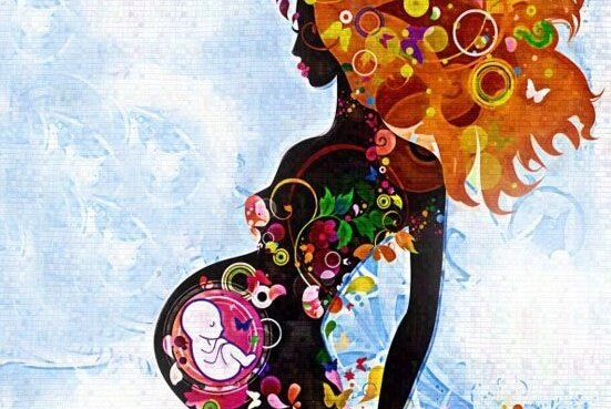 Tekening van een zwangere vrouw