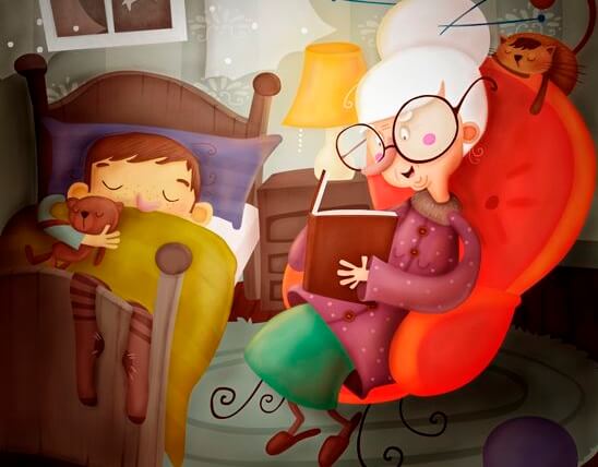 Oma leest kleinzoon voor