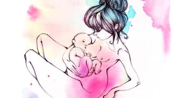Moeder geeft baby borstvoeding