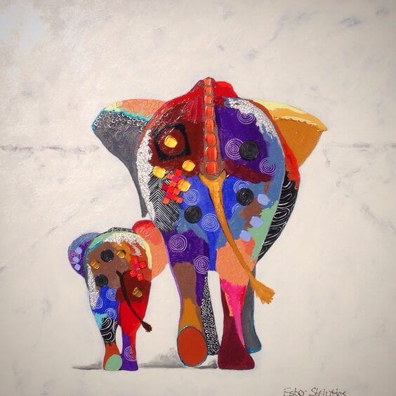 Moeder en baby olifant
