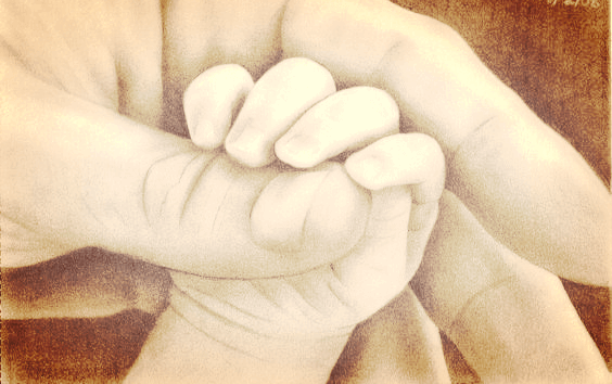Babyhand met duim