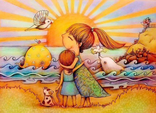 Om te genieten op het strand Cartoon strand en walvis