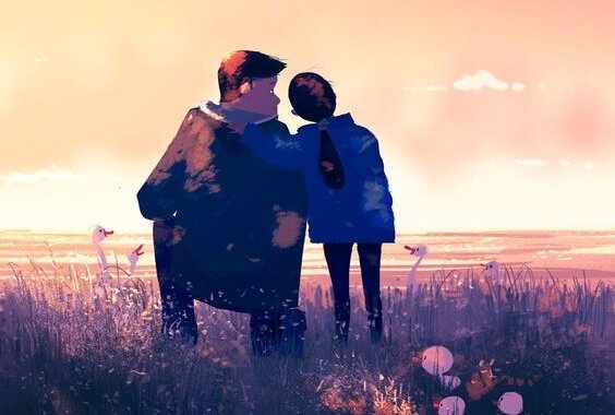 Tekening vader en dochter