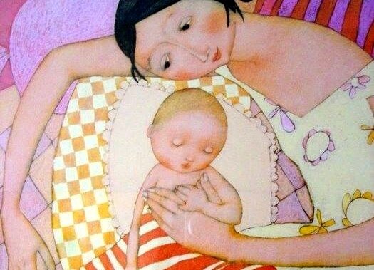 Tekening moeder en kind