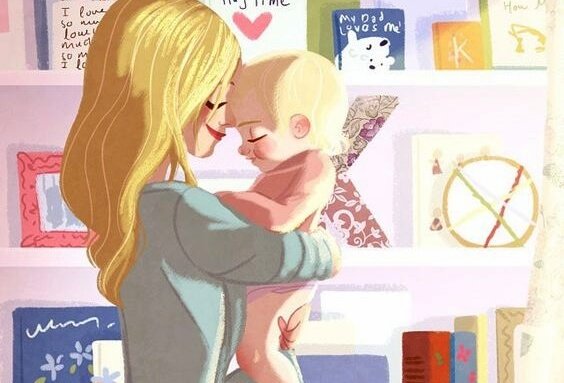 Tekening moeder en baby