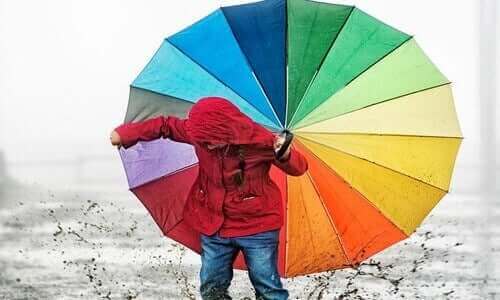 Paraplu met verschillende kleuren