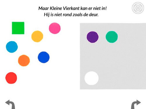 Het boek Four Little Corners met Cirkels en Vierkant