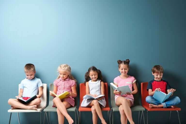 Kinderen die zitten te lezen