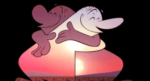 Day en Night smelten samen in een omhelsing